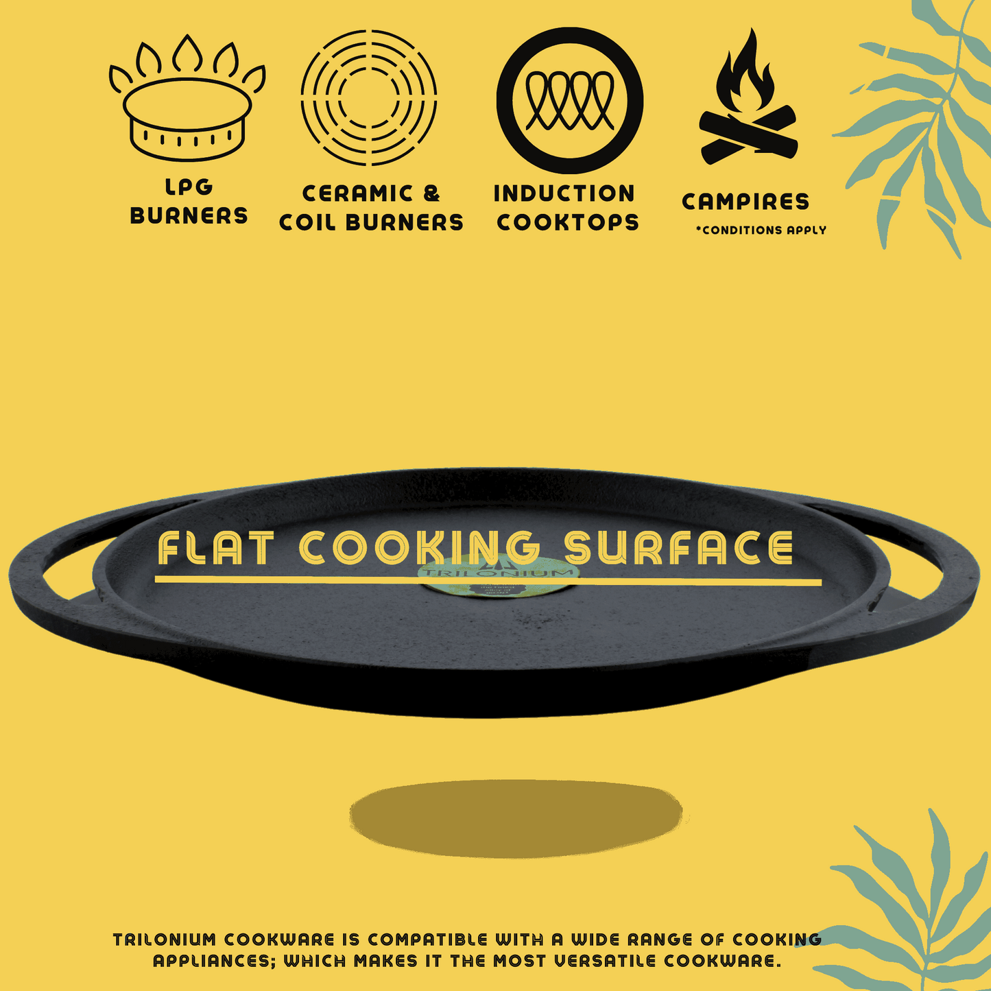 Trilonium Pre-Seasoned Cast Iron Dosa Tawa, Infinity 2.0, Diameter 12 inches, Weighs 2.75 Kgs