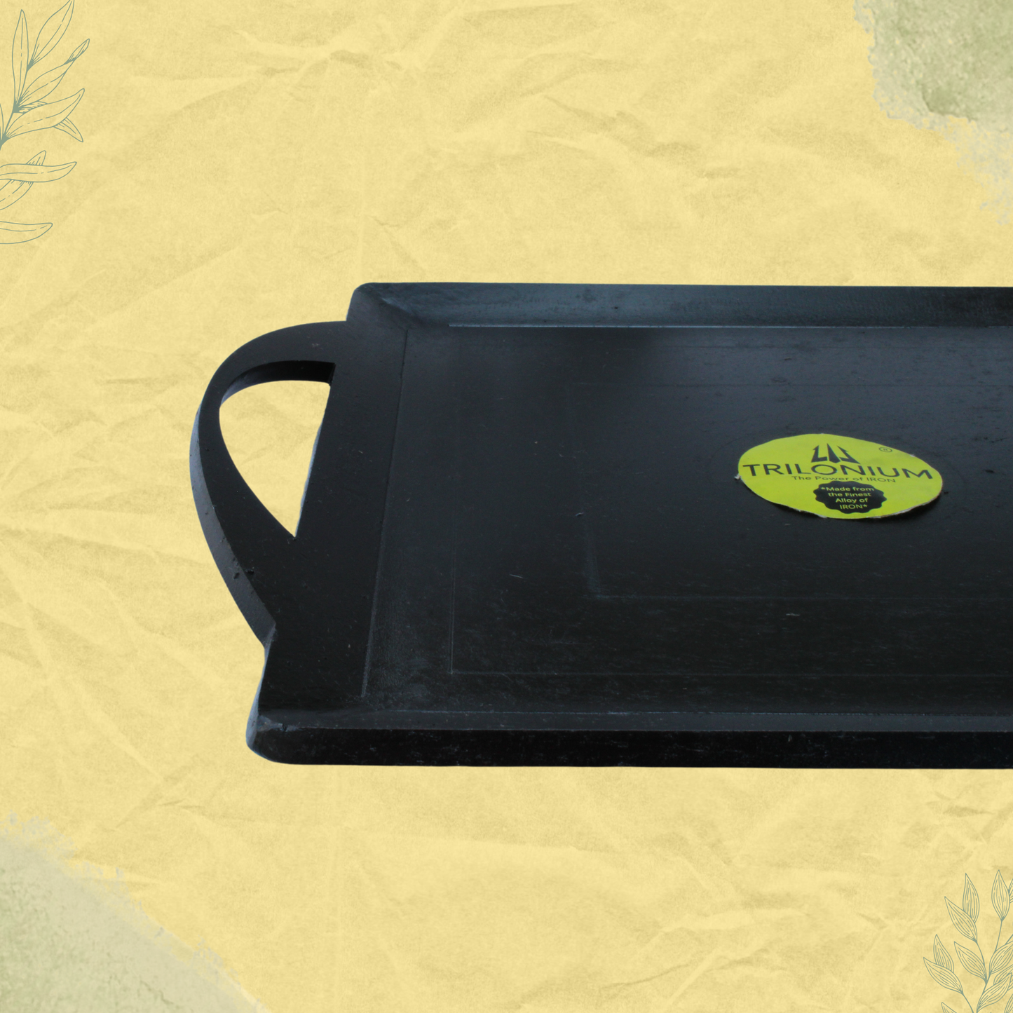 Trilonium Triple Seasoned Iron Fish fry Griddle Tawa 26 x 26 cms , Ultra Smooth, Weighs 3.4 Kgs