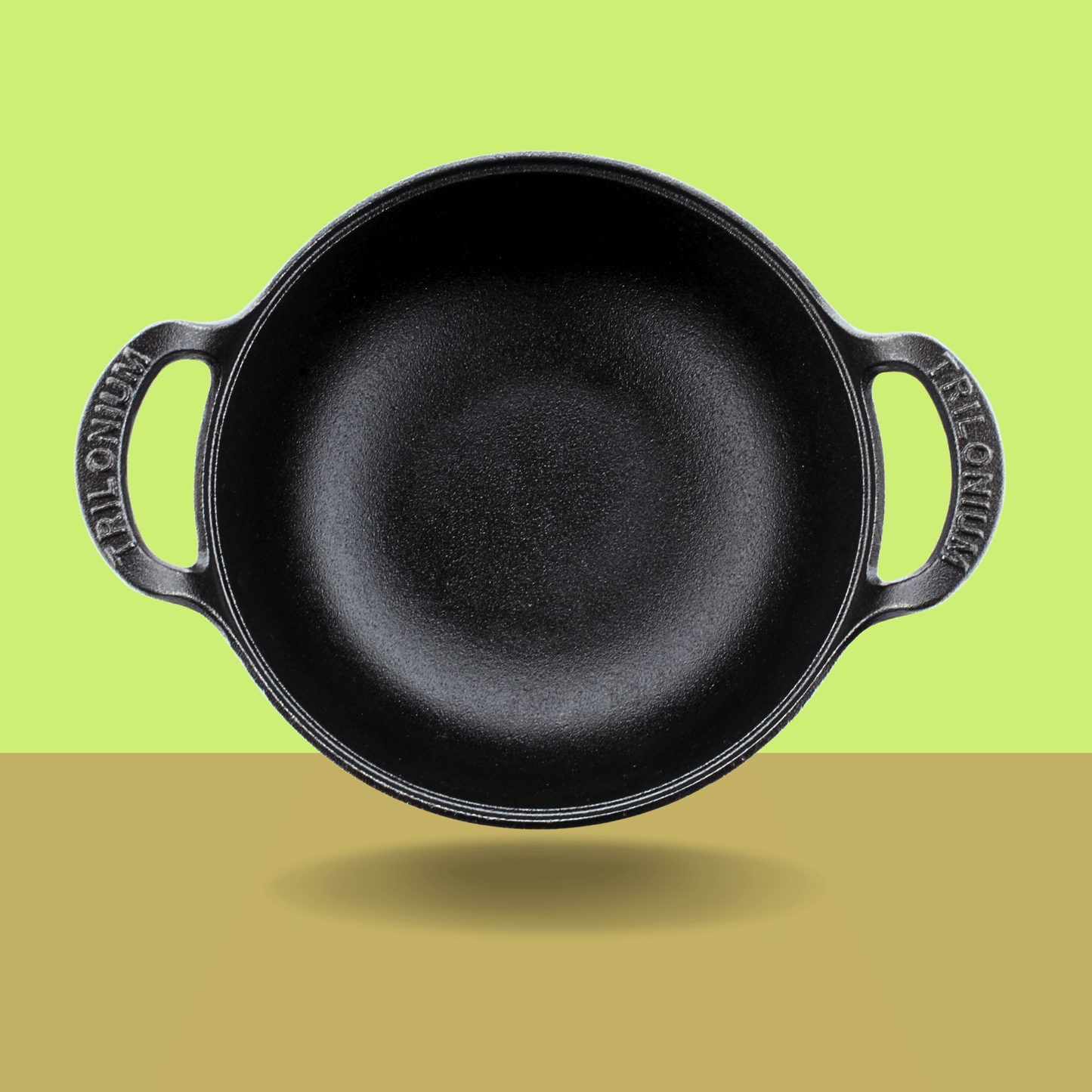 Trilonium Triple Seasoned Cast Iron CrockWok Kadhai 24 cms, 2.2 kgs