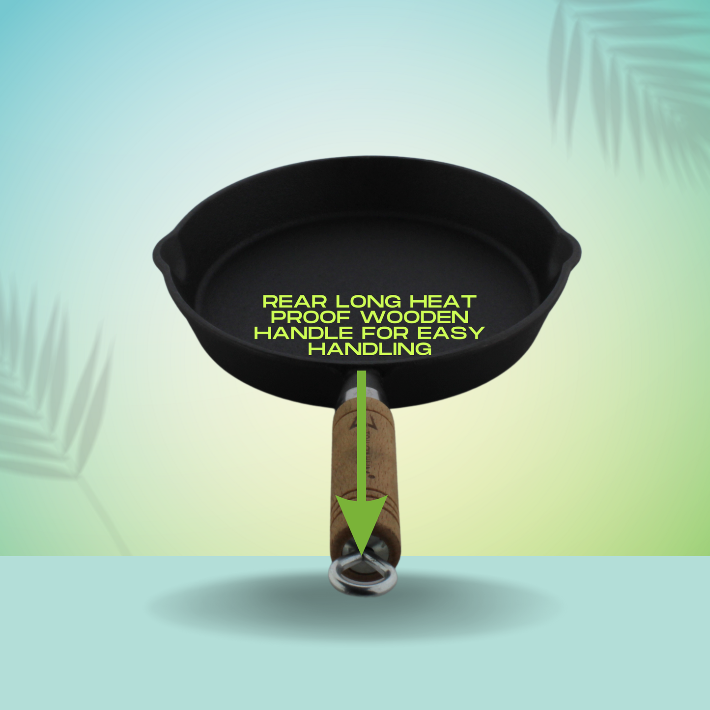 Trilonium Cast Iron Wooden handle Skillet 20 cms | Pre-Seasoned with TilCrust™ | Weighs 1.2 Kgs | Induction Compatible