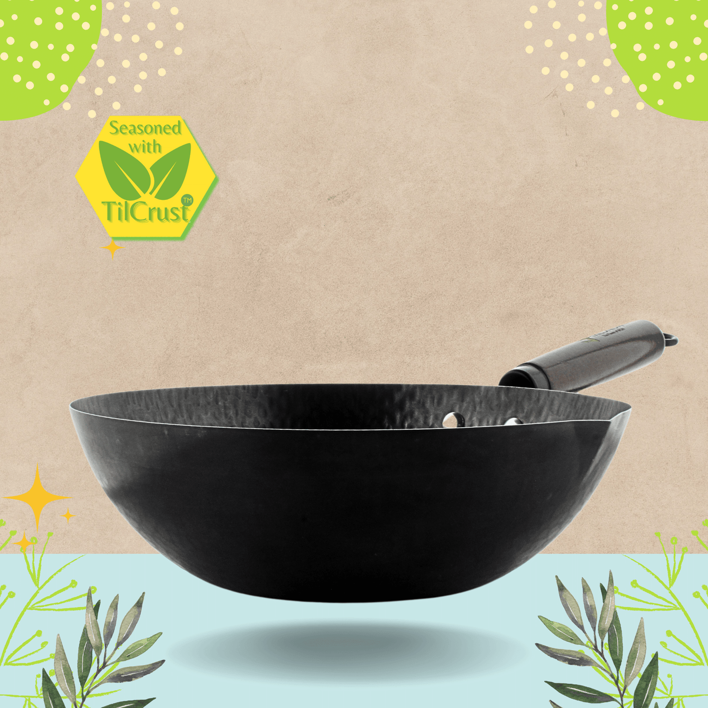 Trilonium Carbon Steel Chinese Wok 26 cms