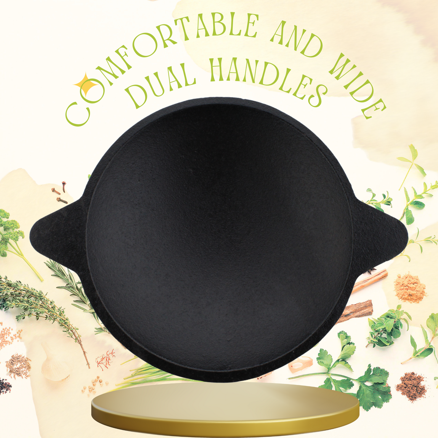 Trilonium Pre-Seasoned Cast Iron Appam Pan 8 Inches, 2.16 Kgs