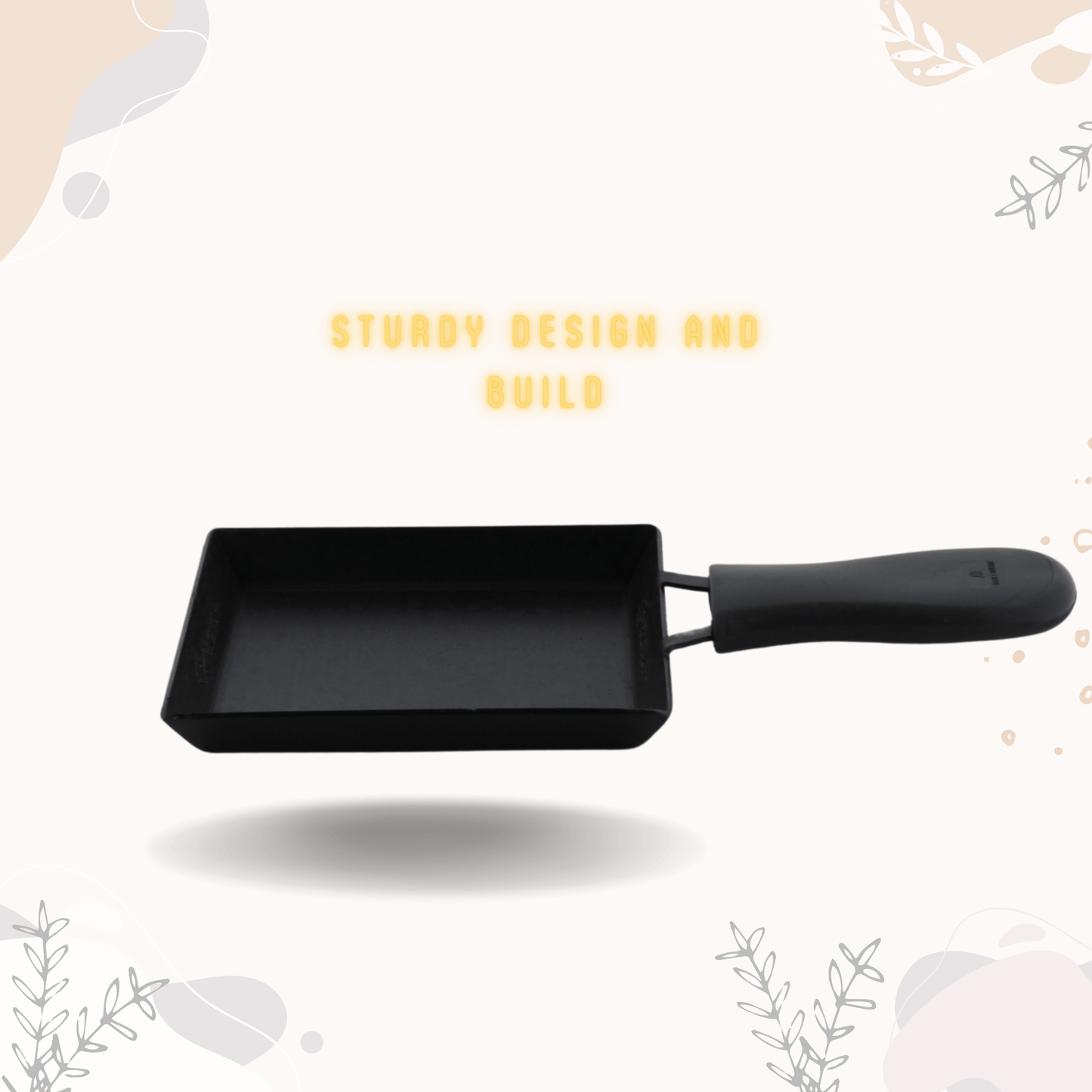Trilonium Triple Seasoned Iron Square Omelette Pan - Japanese Tamagoyaki Egg Pan, 18x15 cm