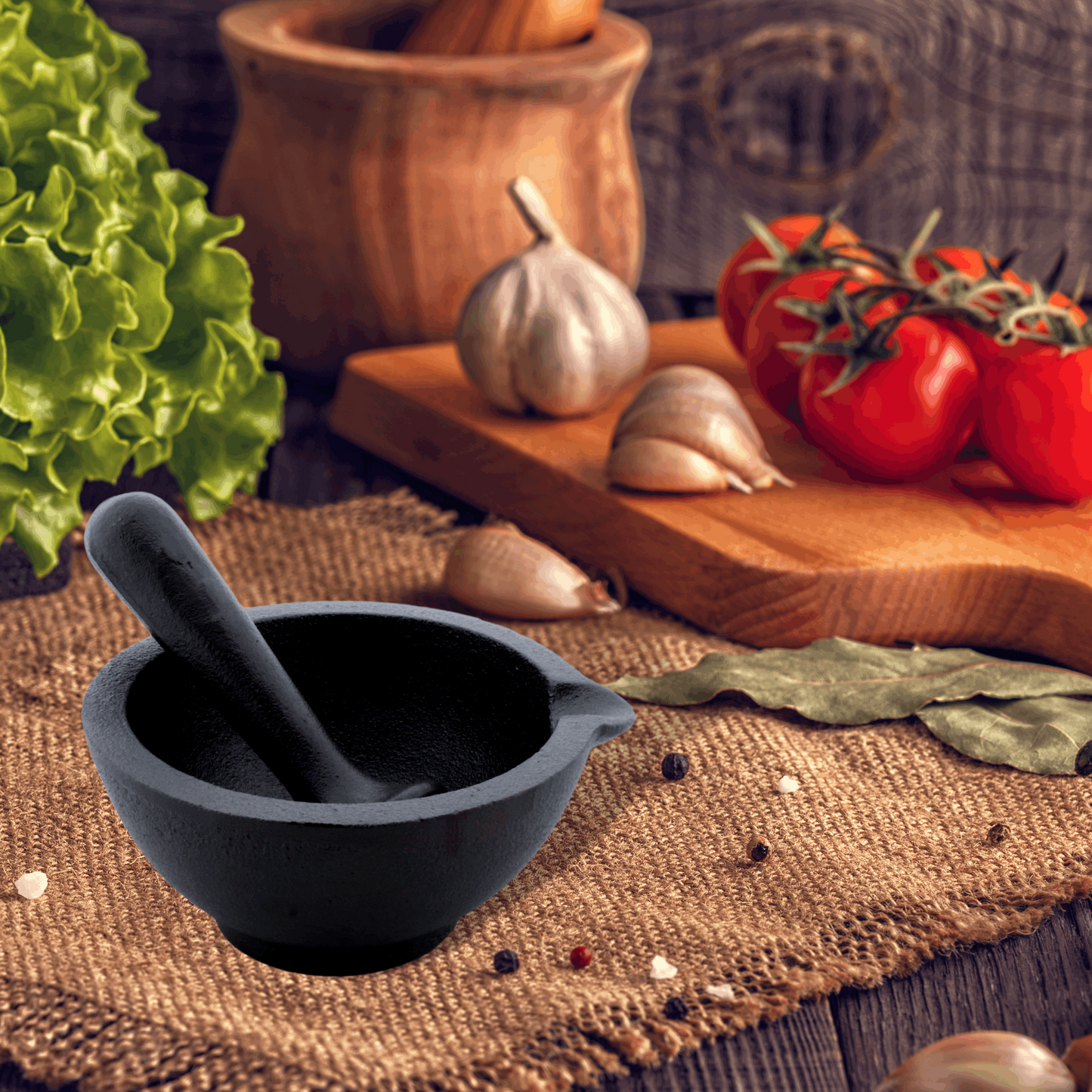 Cast Iron Khal batta | Mortar and Pestle set - Herbs and spice masher | Pre-Seasoned | 11 cms