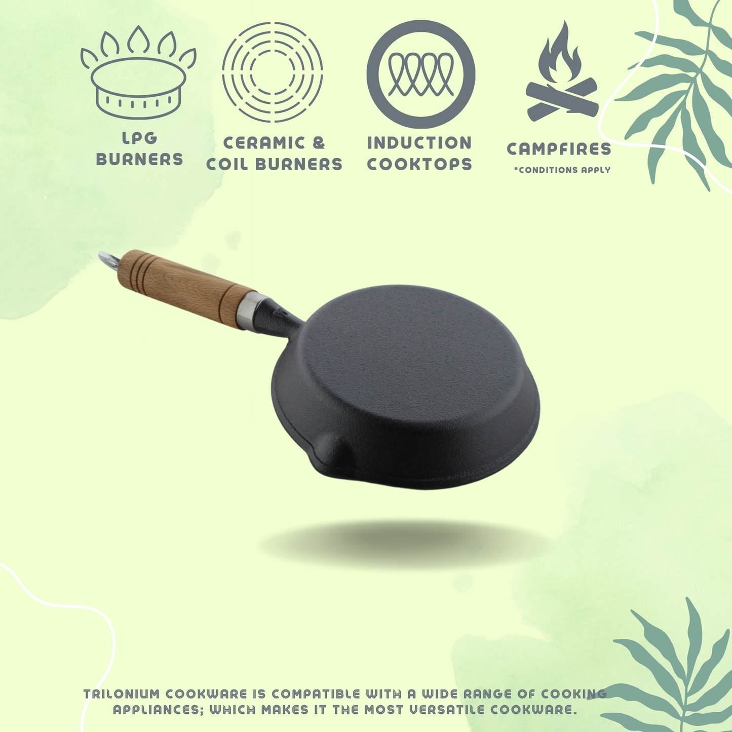 Trilonium Crockwok kadhai 24cm with Lid + WHT11 Tawa + WHS6 Skillet Combo