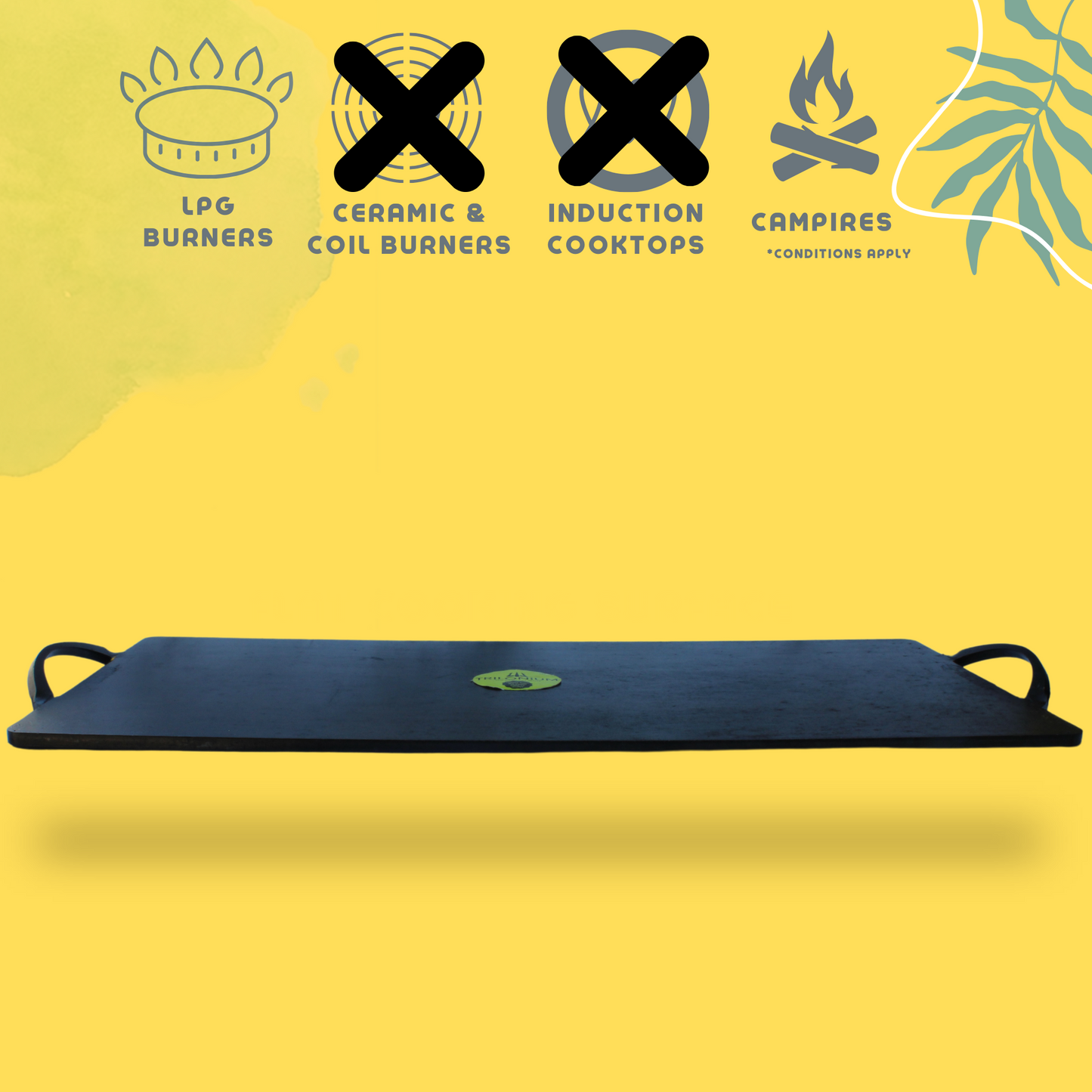 Trilonium Triple-Seasoned Iron Rectangular boulder large griddle Tawa pan 24 x 12 inches, Weighs 12 Kgs