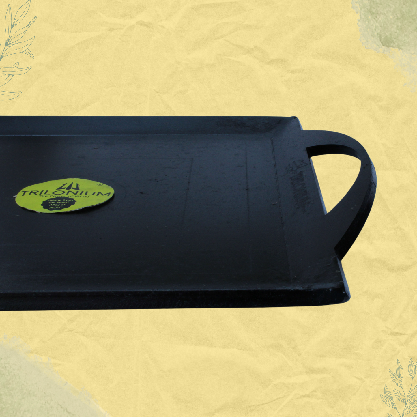 Trilonium Triple Seasoned Iron Fish fry Griddle Tawa 26 x 26 cms , Ultra Smooth, Weighs 3.4 Kgs