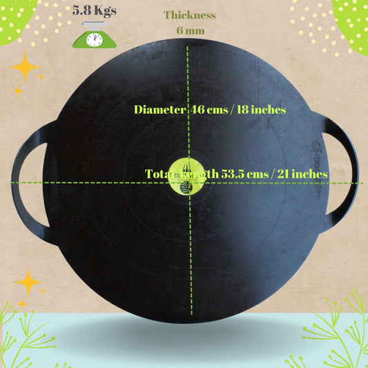 Trilonium Triple Seasoned Iron Boulder Griddle Tawa 18 inches | 46 cms