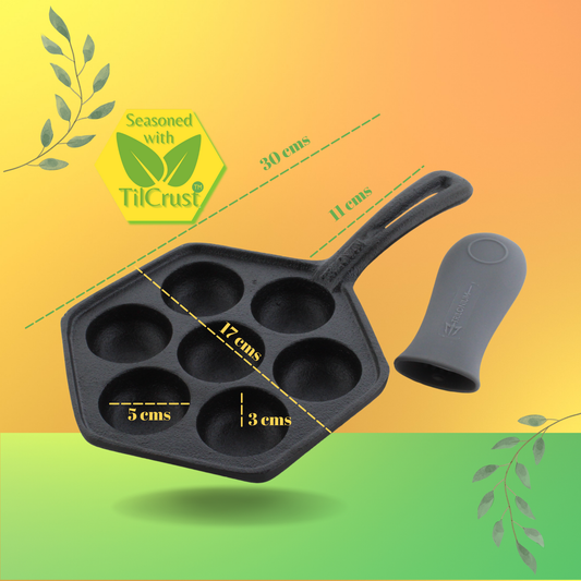 Trilonium Triple Seasoned Cast Iron Appe Paddu Paniyaram pan LHP7