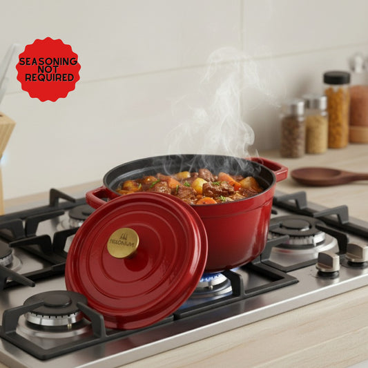 Trilonium Enamel Cast Iron Dutch Oven Biryani Pot 26 cms, 5.2L, 5.5 Kgs