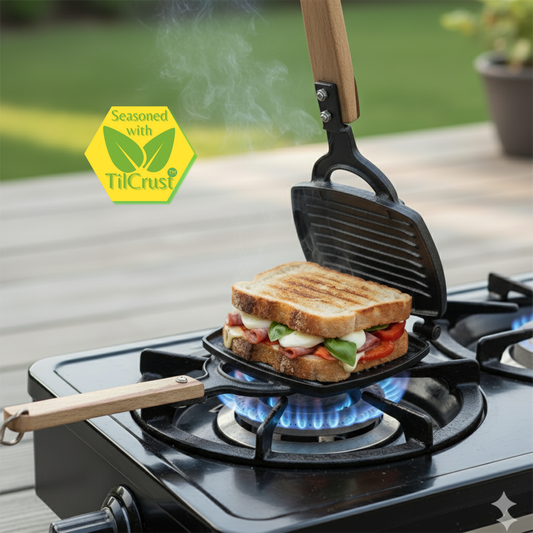 Trilonium Triple Seasoned Cast iron Gas Grill Sandwich maker