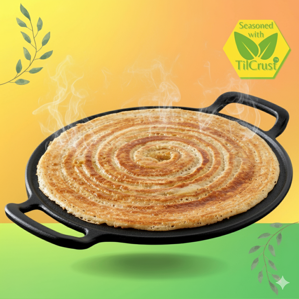 Trilonium Pre-Seasoned Cast Iron Infinity 3.0 Dosa Tawa 30 cms