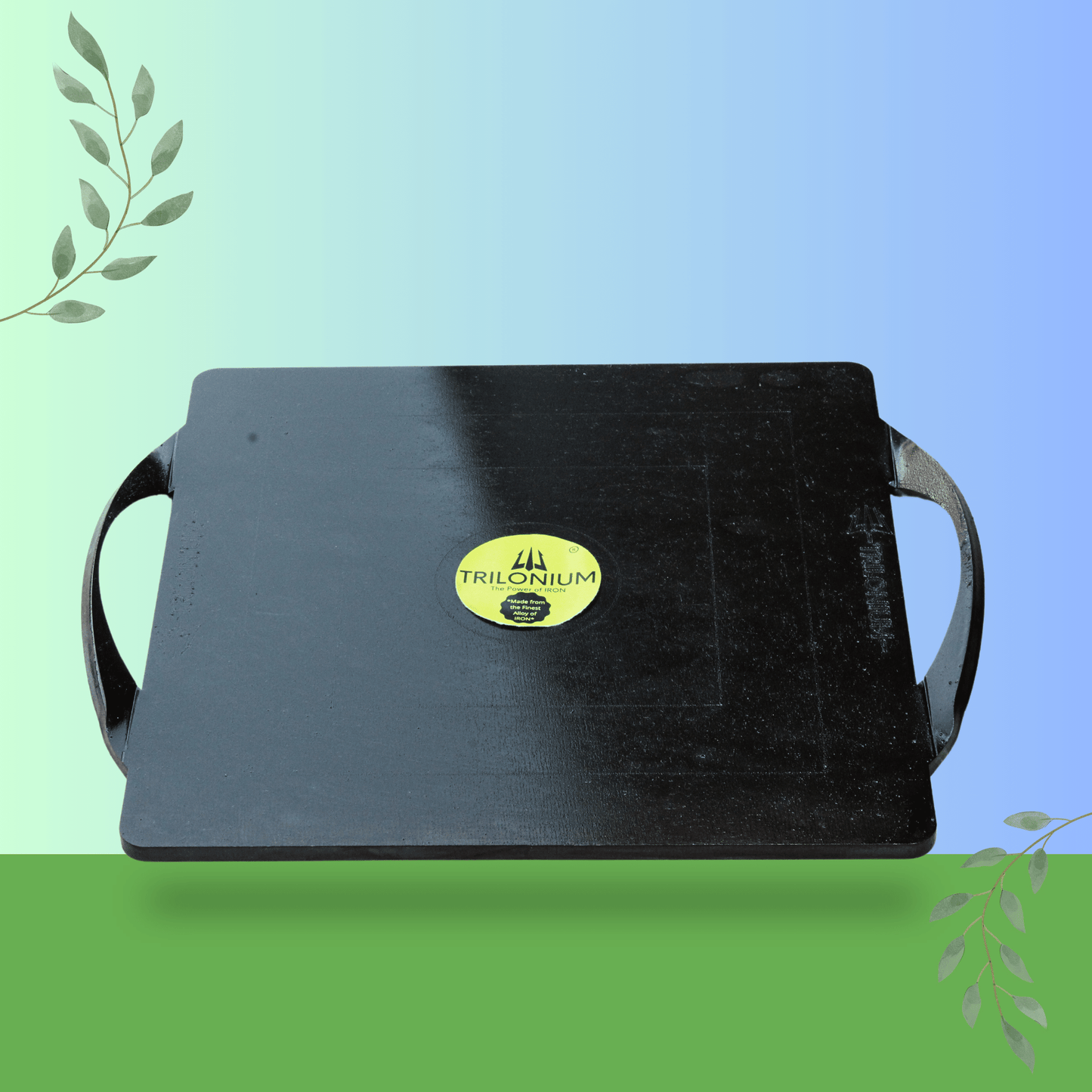 Trilonium Triple-Seasoned Iron Boulder Square Griddle pathri Tawa 12 x 12 inches | 30 x 30 cms , Ultra Smooth, Weights 4.3 Kgs
