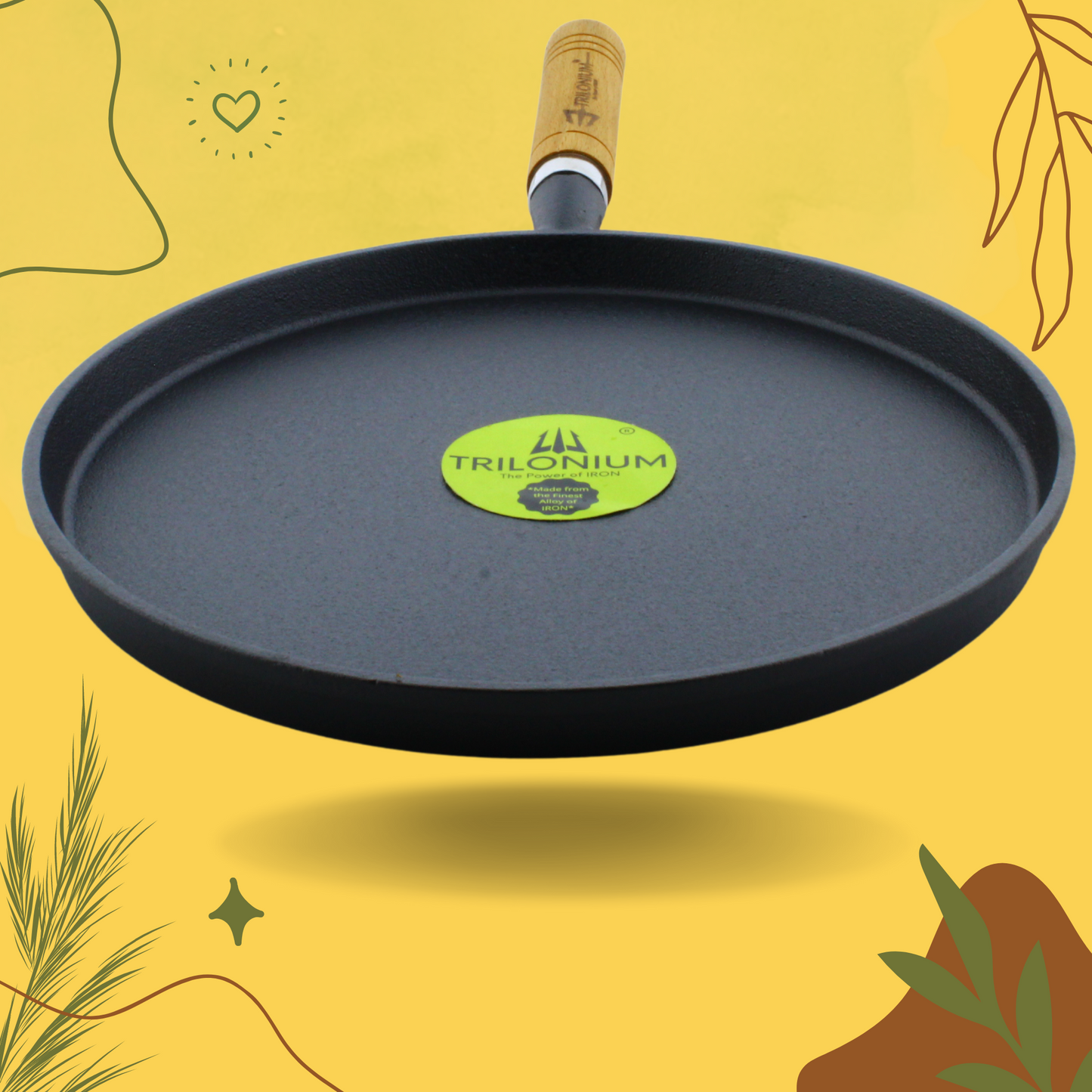 Trilonium Pre-Seasoned Cast Iron Dosa Tawa WHT10 , Diameter 10 inches / 26 cms, Weighs 1.5 Kgs