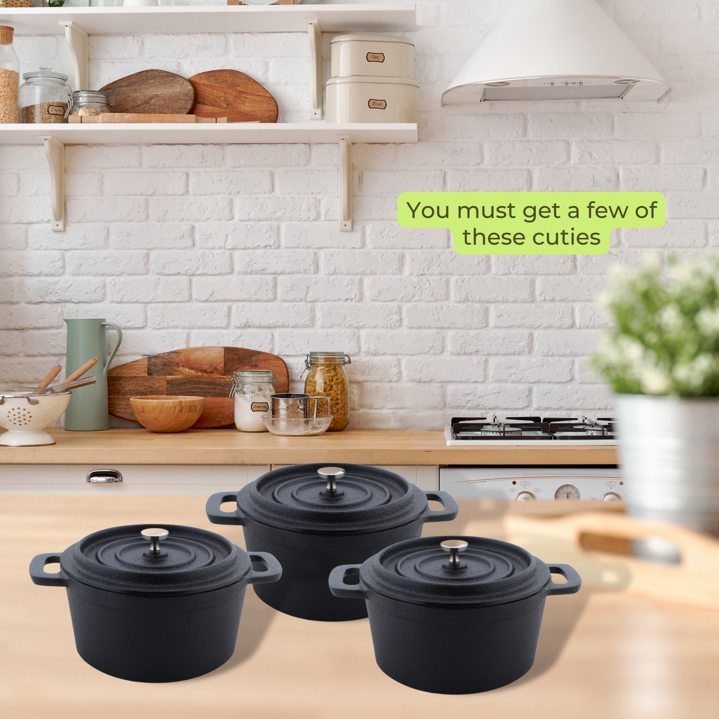 Trilonium Cast Iron Mini Cocotte Serving Pot 14 cms, Pre-Seasoned