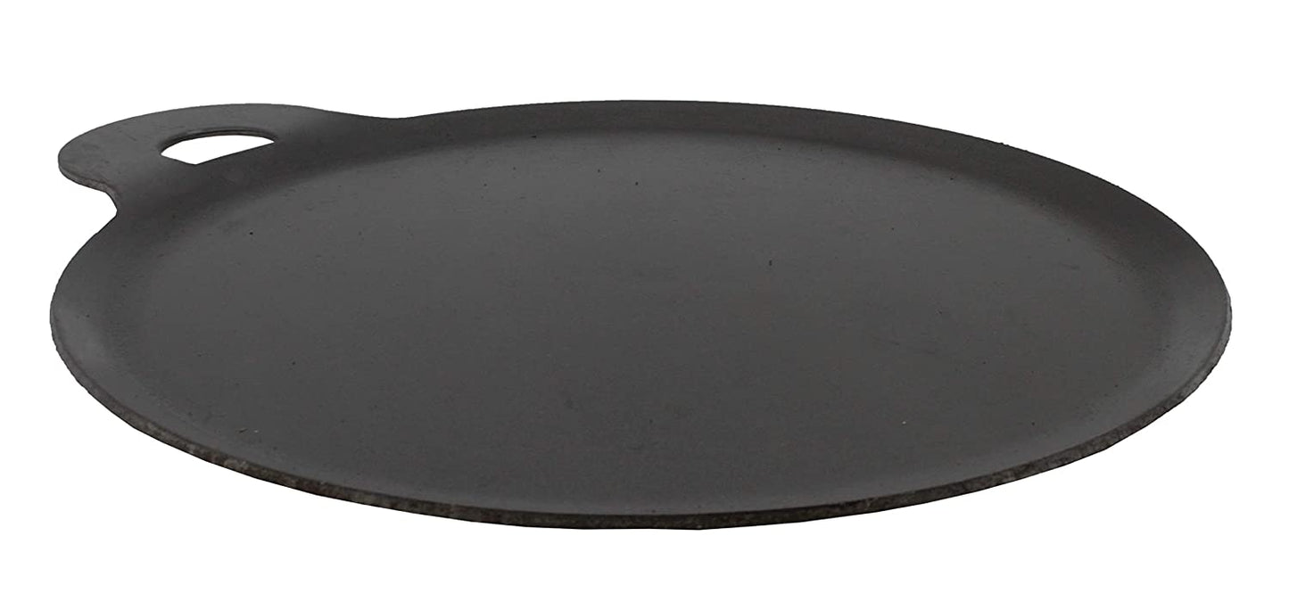 Iron Dosa Tawa | Pizza Pan | Roti Tawa with Ladle | 26cm | 1.13 KG | Induction Compatible TRILONIUM | Cast Iron Cookware