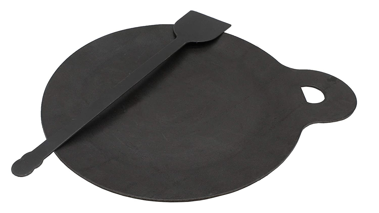 Iron Dosa Tawa | Pizza Pan | Roti Tawa with Ladle | 28cm | 1.43 KG | Induction Compatible TRILONIUM | Cast Iron Cookware