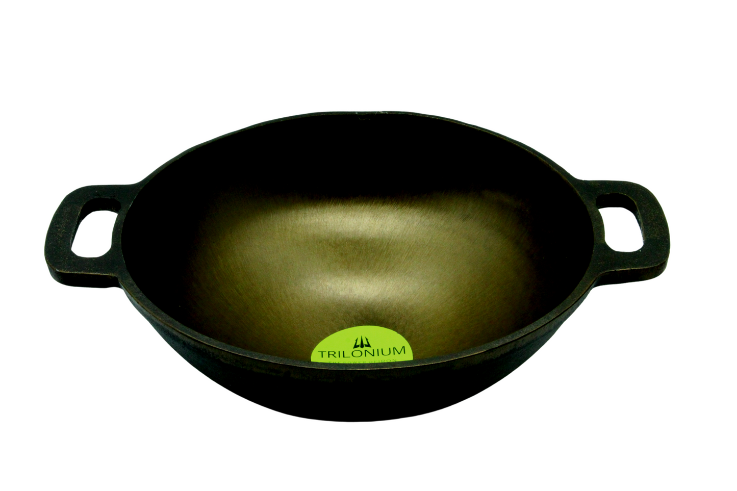 Cast Iron Deep Kadai  Wok | Pre-Seasoned | 10.5 inches | 2.74 KG TRILONIUM | Cast Iron Cookware