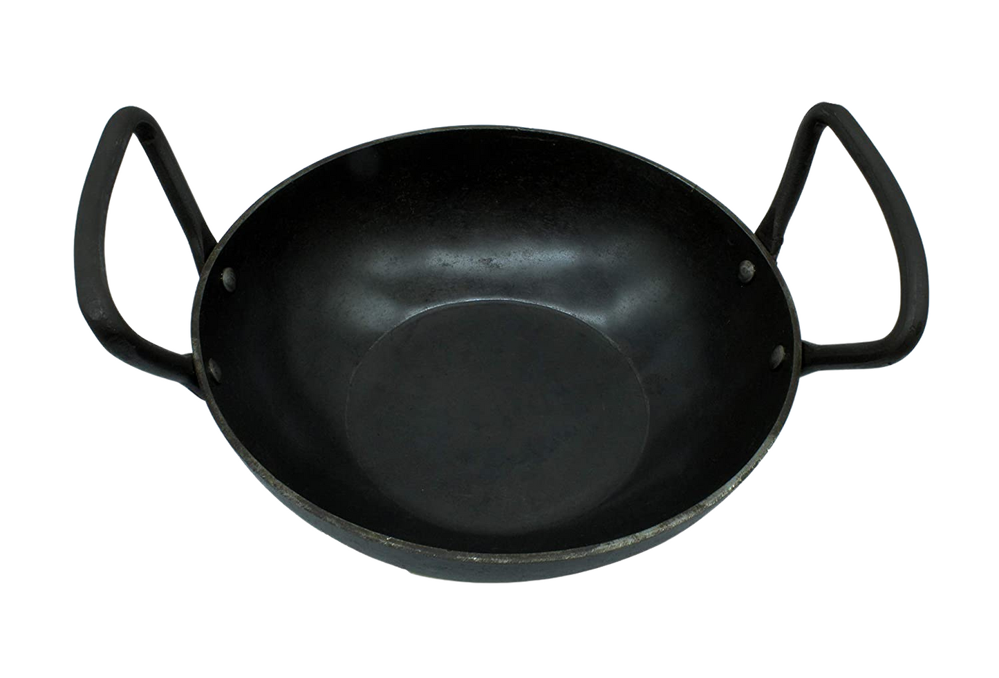 Wrought Iron Kadhai | 2 Litres | 22cm | 1.7 KG | Induction Compatible TRILONIUM | Cast Iron Cookware