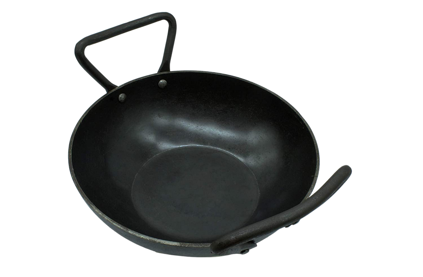 Wrought Iron Kadhai | 2 Litres | 22cm | 1.7 KG | Induction Compatible TRILONIUM | Cast Iron Cookware