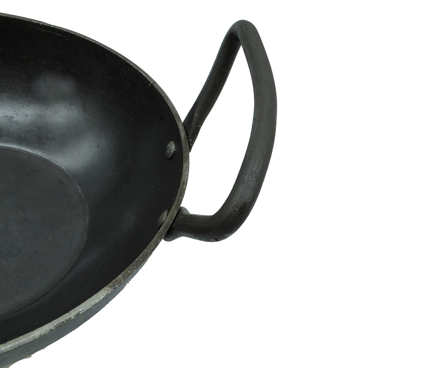 Wrought Iron Kadhai | 2 Litres | 22cm | 1.7 KG | Induction Compatible TRILONIUM | Cast Iron Cookware