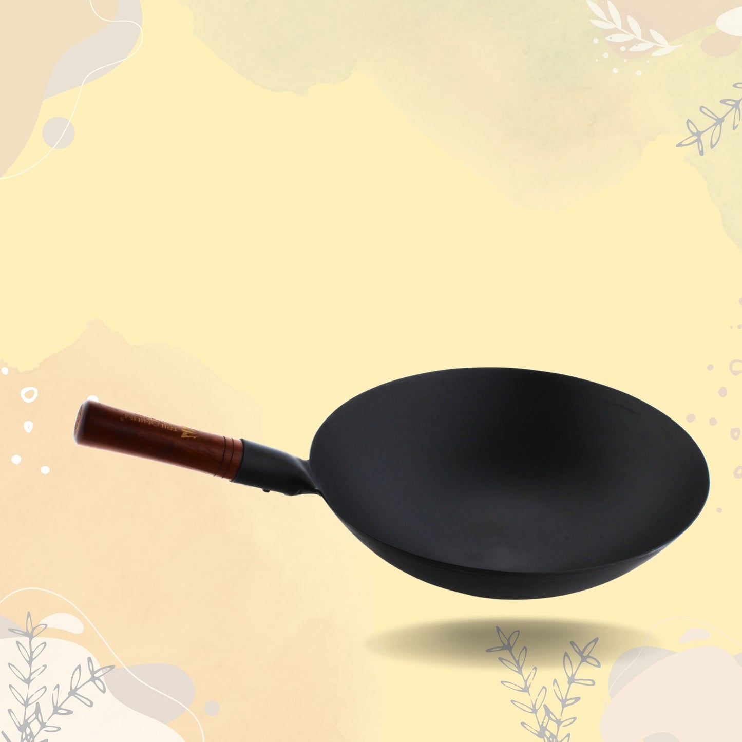 Trilonium Pre-Seasoned Carbon Steel Commercial Wok 30 cm, 1.5 kgs