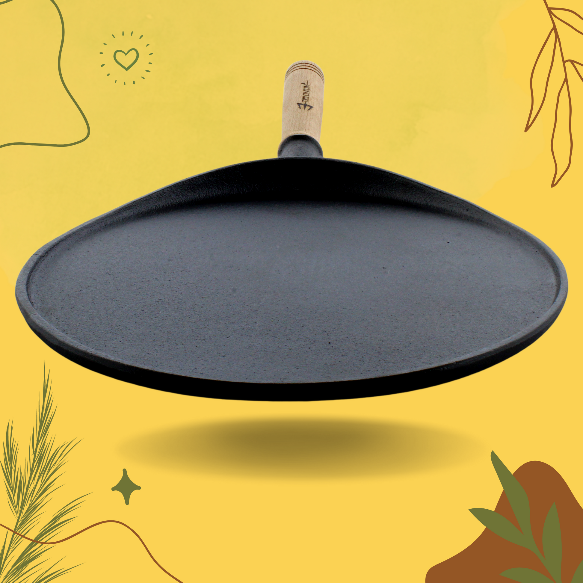 Coconut cast iron dosa tawa - pre seasoned with 100% vegetable oil wit –  Coconut Store