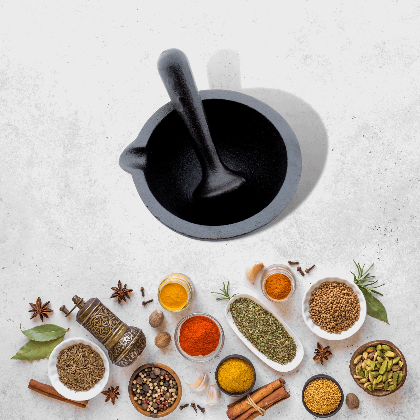 Cast Iron Khal batta | Mortar and Pestle set - Herbs and spice masher | Pre-Seasoned | 11 cms
