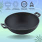 Trilonium Triple Seasoned Cast Iron Kadai 26 cm, Sleek, Weighs 2.4 kgs Capacity 3 L