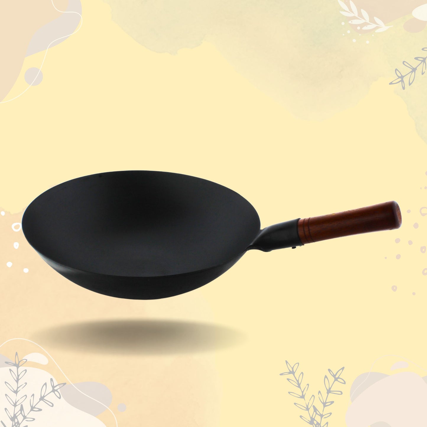 Trilonium Pre-Seasoned Carbon Steel Commercial Wok 30 cm, 1.5 kgs