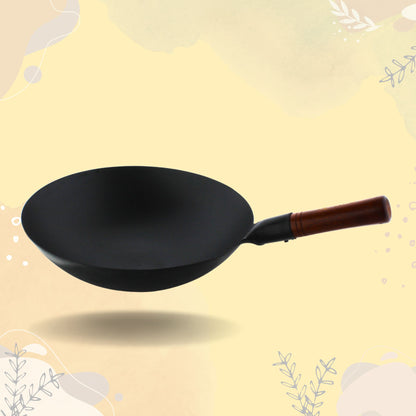 Trilonium Pre-Seasoned Carbon Steel Commercial Wok 30 cm, 1.5 kgs