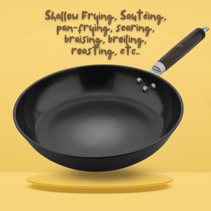 Trilonium Pre-Seasoned Carbon Steel Skillet Fry Pan 30 cms, Weighs 1.3 Kgs