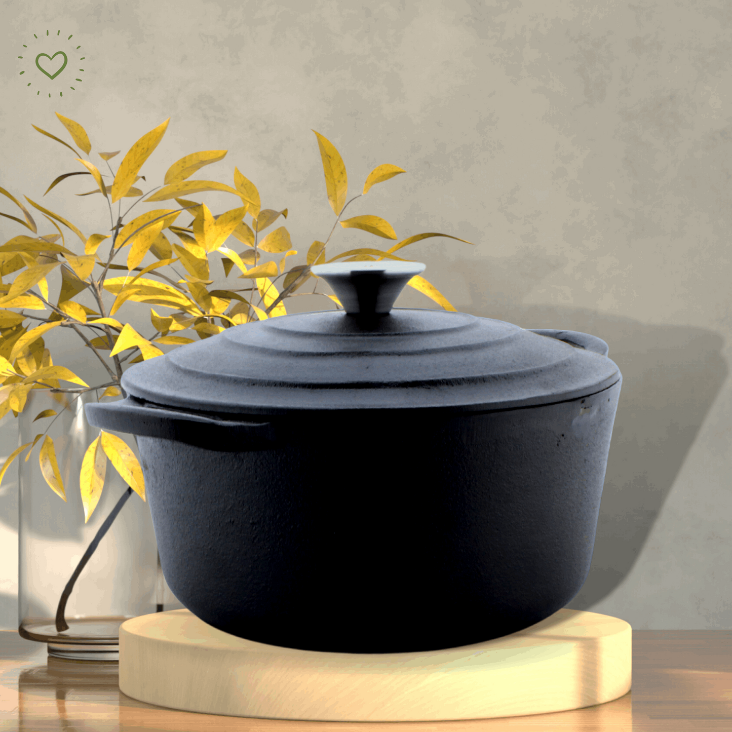 Cast Iron Dutch Oven Pot | Casserole | Biryani Pot | Cooking Pot | Pre-Seasoned | 22cm | 3 Litres | 3.7 Kgs