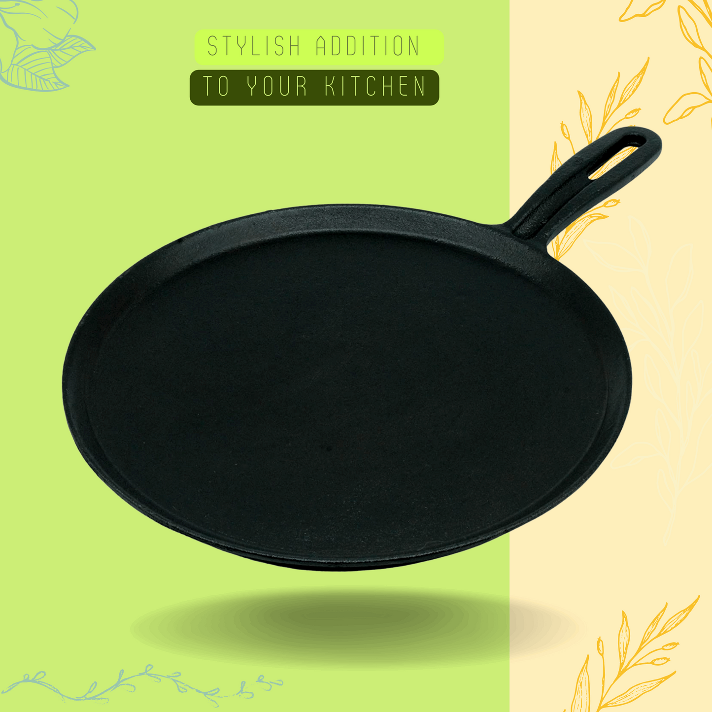 Cast Iron Dosa Tawa | Triple Seasoned | 11 inches | 2.46 Kgs | Induction Compatible | Free Silicone Heat Proof Sleeve Grip for hot handles