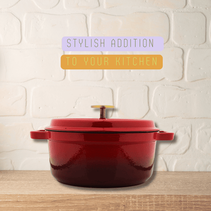 Trilonium Enamel Cast Iron Dutch Oven Biryani Pot 24 cms, 4.2L, 4.4 Kgs