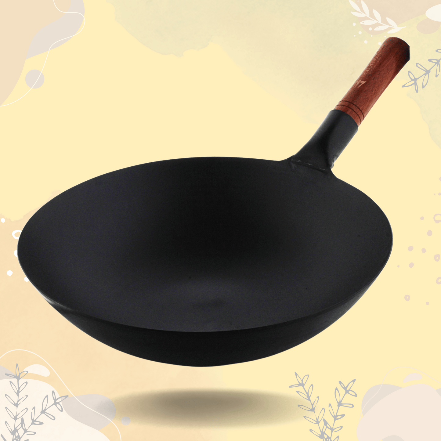 Trilonium Pre-Seasoned Carbon Steel Commercial Wok 36 cm, 1.7 kgs