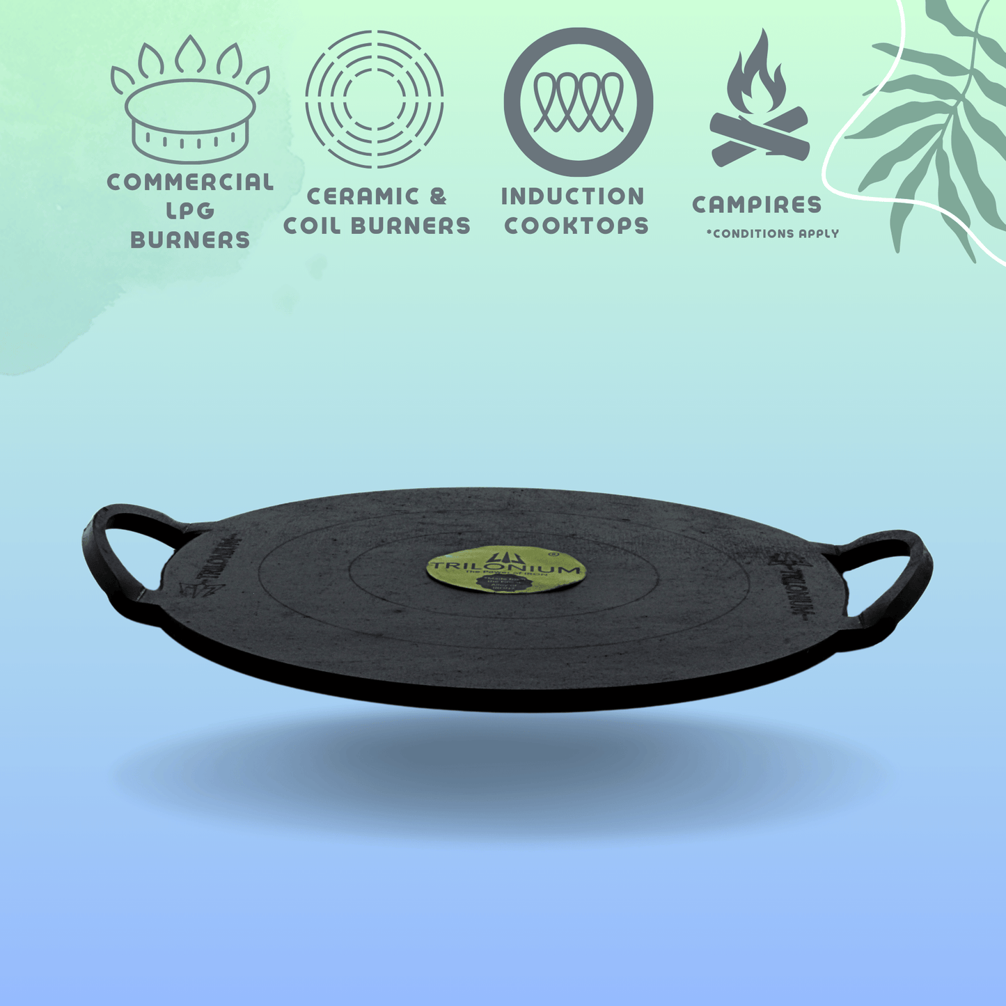 Trilonium Triple-Seasoned Iron Boulder Dosa Tawa 26 cms, 3.2 Kgs