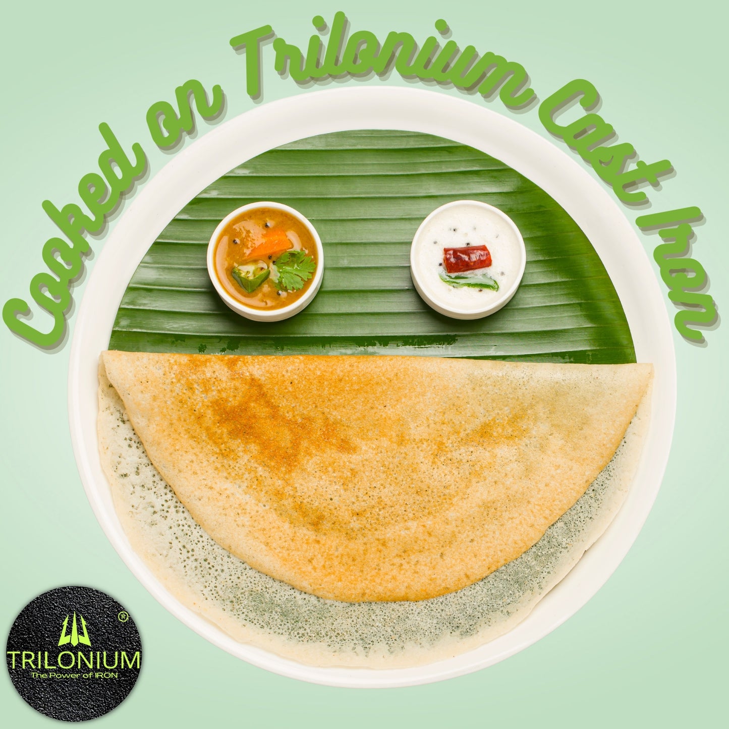 Trilonium Pre-seasoned Cast Iron Wooden Handle Tawa 10 inches | Weighs 1.4 kgs