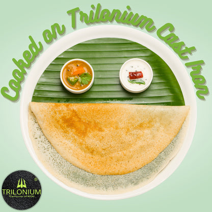 Trilonium Pre-seasoned Cast Iron Wooden Handle Tawa 10 inches | Weighs 1.4 kgs