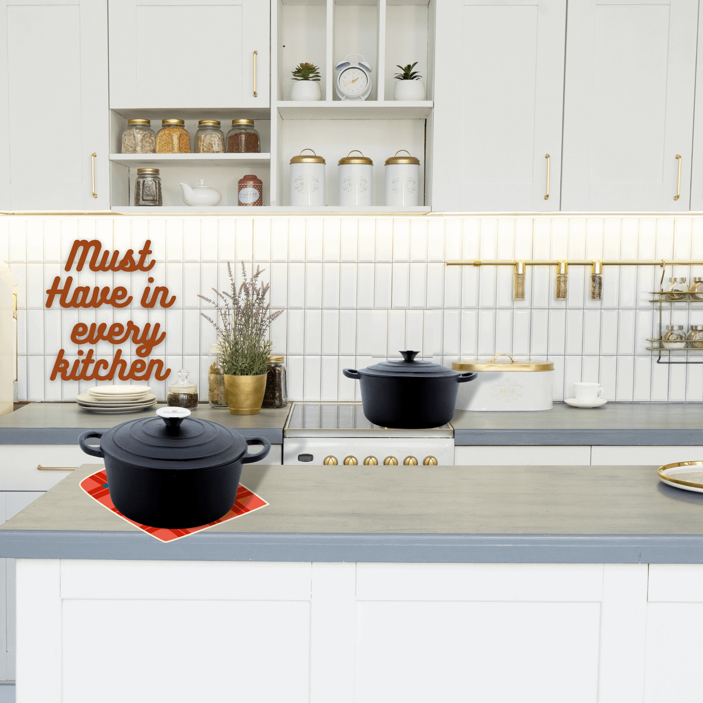 Cast Iron Dutch Oven Pot | Casserole | Biryani Pot | Cooking Pot | Pre-Seasoned | 22cm | 3 Litres | 3.7 Kgs
