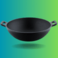 Trilonium Triple Seasoned Cast Iron Kadai 26 cm, Sleek, Weighs 2.4 kgs Capacity 3 L