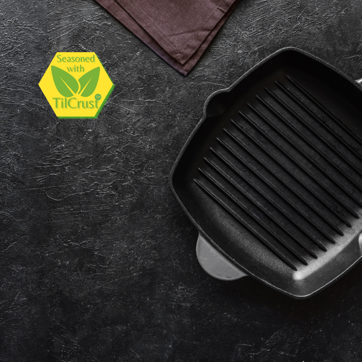 Trilonium Cast Iron Grill Pan 26 cm | Pre-Seasoned with TilCrust™ | Weighs 2.4 Kgs | Induction Compatible