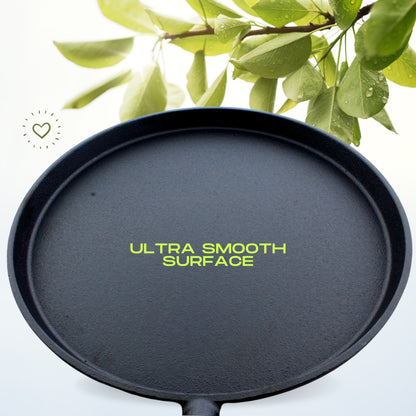 Trilonium Pre-seasoned Cast Iron Wooden Handle Tawa 10 inches | Weighs 1.4 kgs