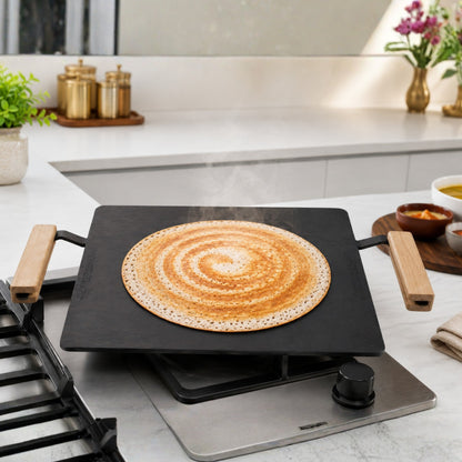 Trilonium Tejas MK2 Triple Seasoned Iron Tawa Square – 30x30 cm 3.8 Kgs | Toxin-Free, Lifetime Warranty