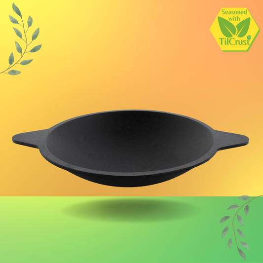 Trilonium Pre-Seasoned Cast Iron Appam Pan 8 Inches, 2.16 Kgs