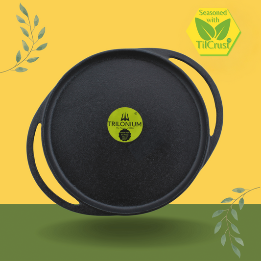 Trilonium Pre-Seasoned Cast Iron Dosa Tawa, Infinity 2.0, Diameter 11 inches, Weighs 2.4 Kgs