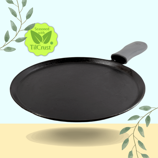 Cast Iron Dosa Tawa | Triple Seasoned | 11 inches | 2.46 Kgs | Induction Compatible | Free Silicone Heat Proof Sleeve Grip for hot handles