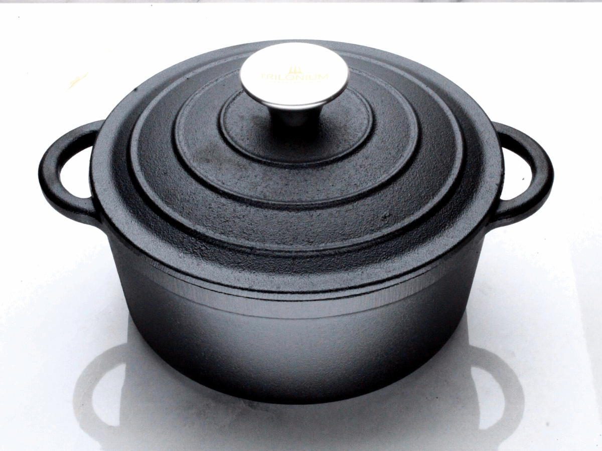 Cast Iron Dutch Oven Pot | Casserole | Biryani Pot | Cooking Pot | Pre-Seasoned | 24cm | 4.2 Litres | 4.98 KG TRILONIUM | Cast Iron Cookware