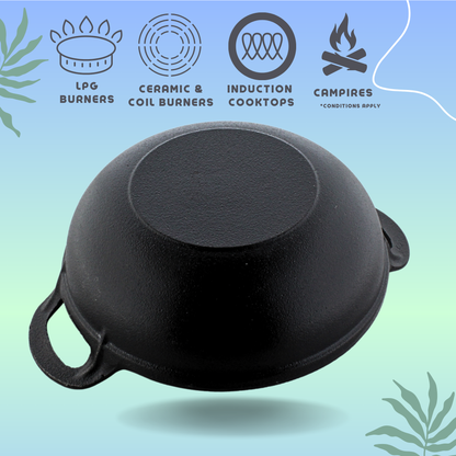 Trilonium Cast Iron Concave Tawa 28cms + Sleek Skillet 10 inches + Crockwok Kadhai 26cms Combo Set