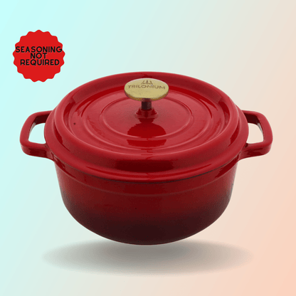 Trilonium Enamel Cast Iron Dutch Oven Biryani Pot 24 cms, 4.2L, 4.4 Kgs